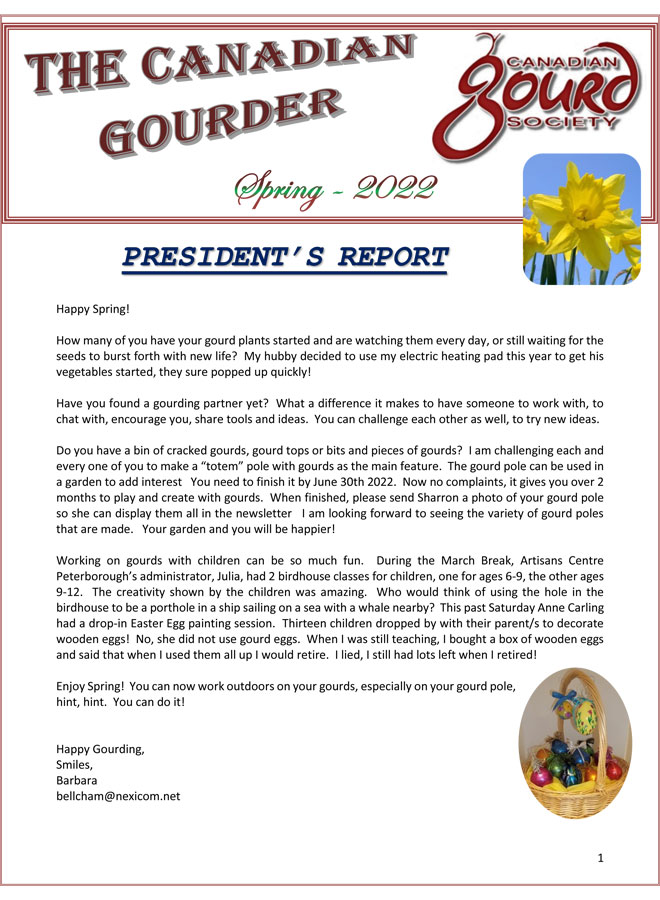 Canadian Gourd Society - March 2022 Newsletter